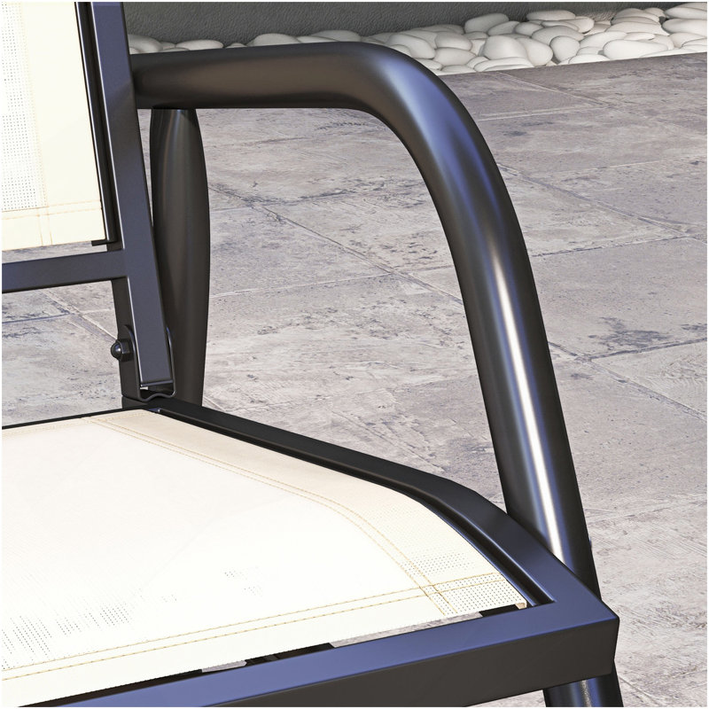 Comfortable Mesh Glider Chair Steel Frame Outdoor Relaxation For Garden & Poolside