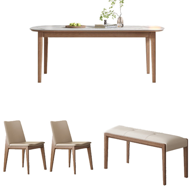 Ensemble de table de salle à manger simple en pierre frittée, H 29,53 po x L 55,12 po x l 31,5 po