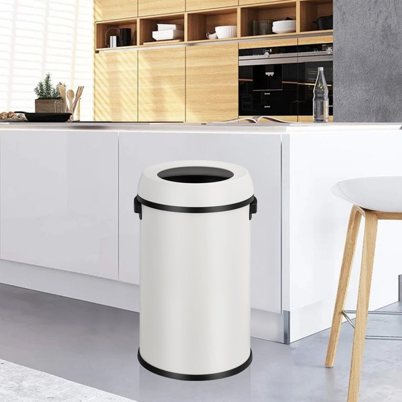 Poubelle à couvercle pivotant en acier inoxydable 17 gallons / 65 litres, poubelle ronde robuste avec couvercle pivotant, grande poubelle commerciale, idéale pour la cuisine, le restaurant, le bureau et l'argent