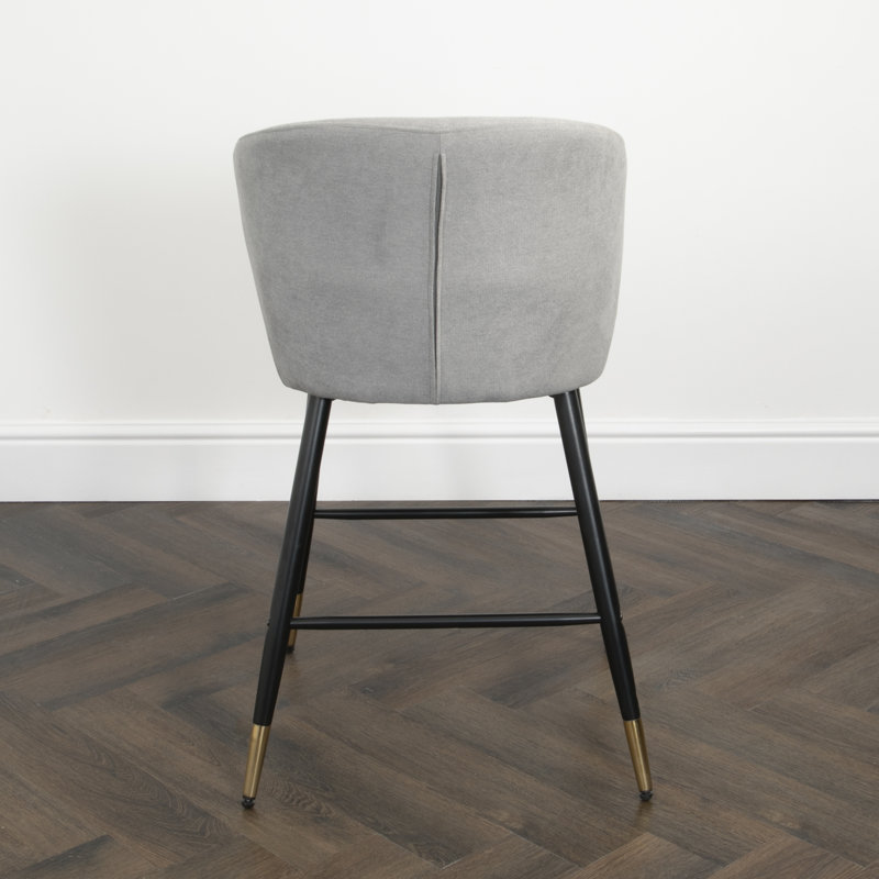 Olpe Upholstered Counter Stool with Metal Frame, Grey