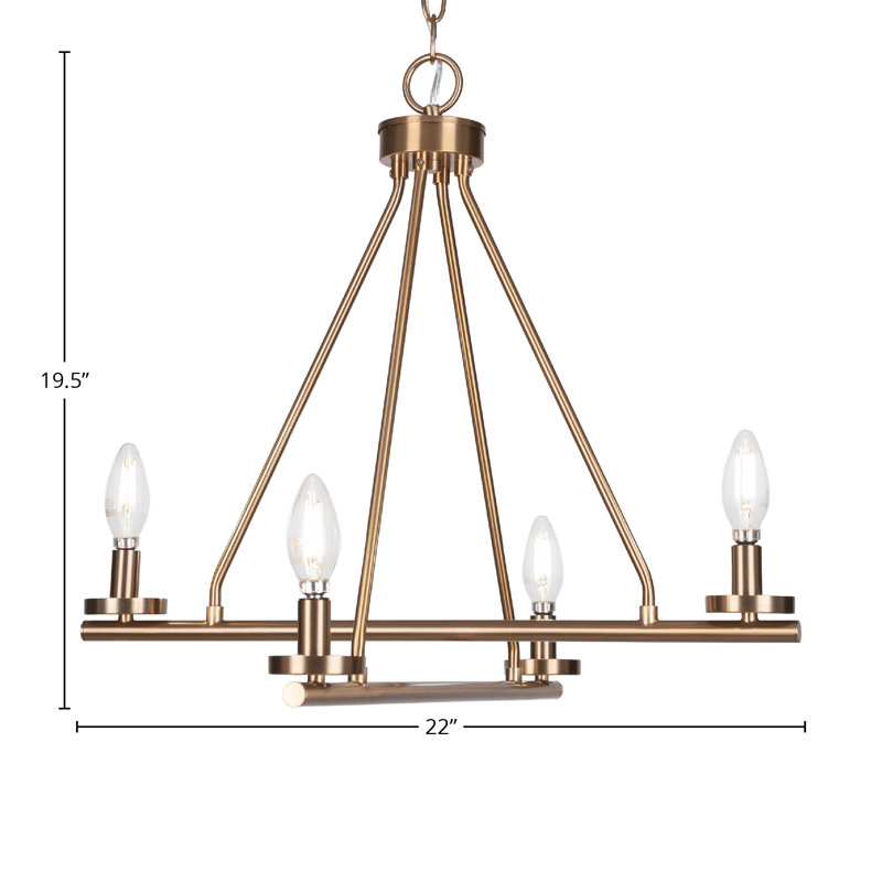 Trinity 4 Light Uplight Chandelier, New Age Brass