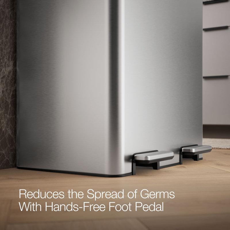 82-Liter Stainless Steel Dual-Bin Step Trash Can, Gray
