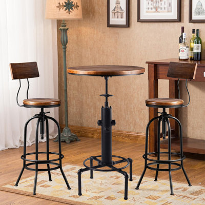 Jonnetrich 2 - Person Pine Solid Wood Top Pedestal Base Dining Set