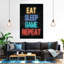 Neon Eat Sleep Game Répétition sur toile-234891651