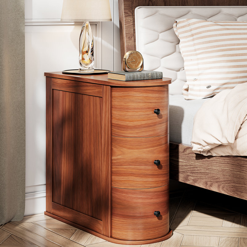 Table d'appoint étroite à 3 tiroirs en bois Malaga , Brun