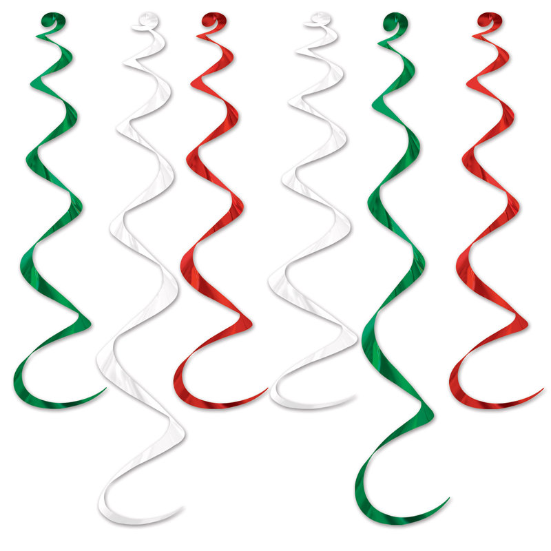Twirly Whirlys - paquet de 6, Rouge/blanc/vert