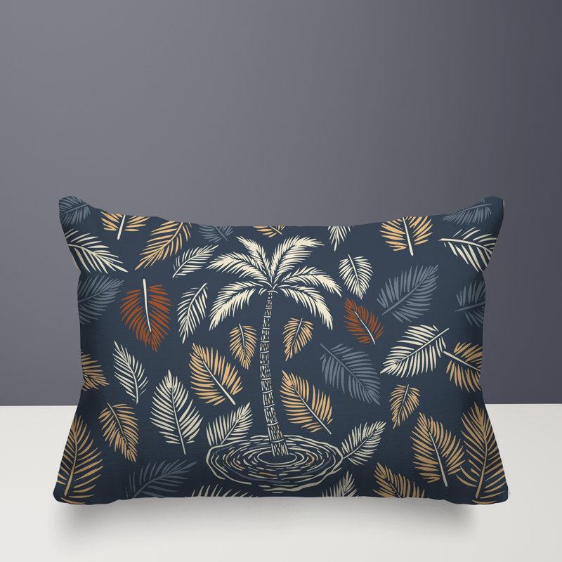 Oreiller rectangulaire réversible intérieur / extérieur Palmgroove Palm, Rectangle H 14 po x l 20 po, Gris