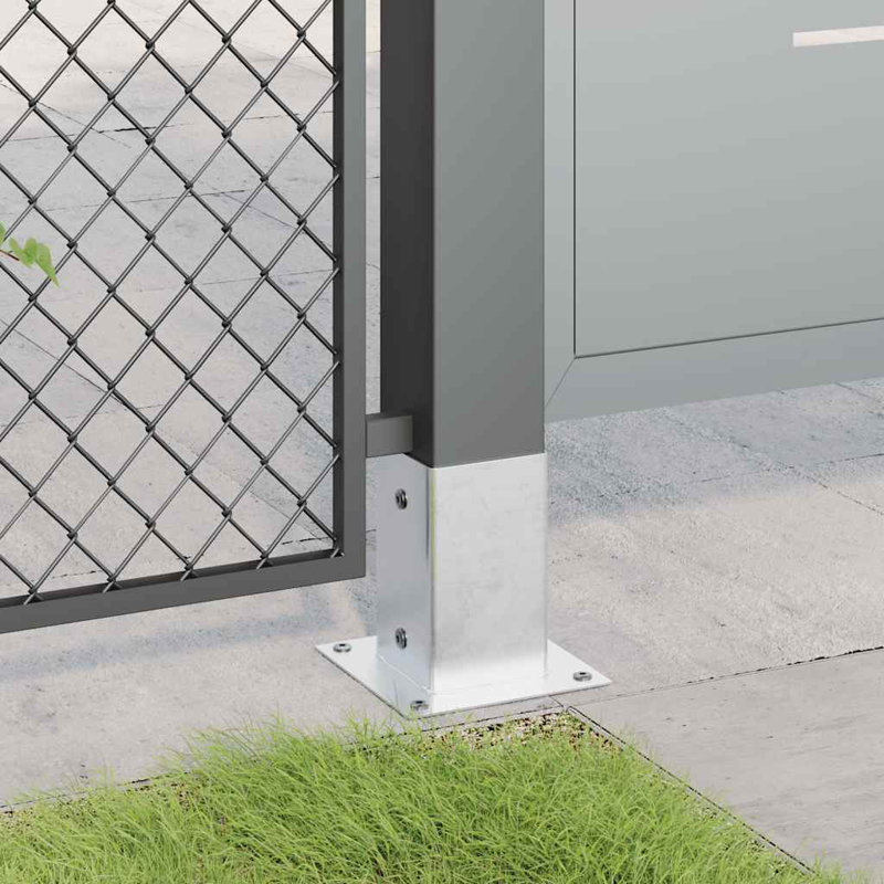 Post Bases Square 4 Pcs 91X91 Mm Powder-Coated Steel, Silver