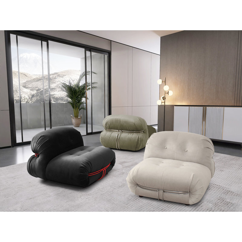 Chaise longue touffetée en polyester 33 po Fayez, 100 % polyester blanc