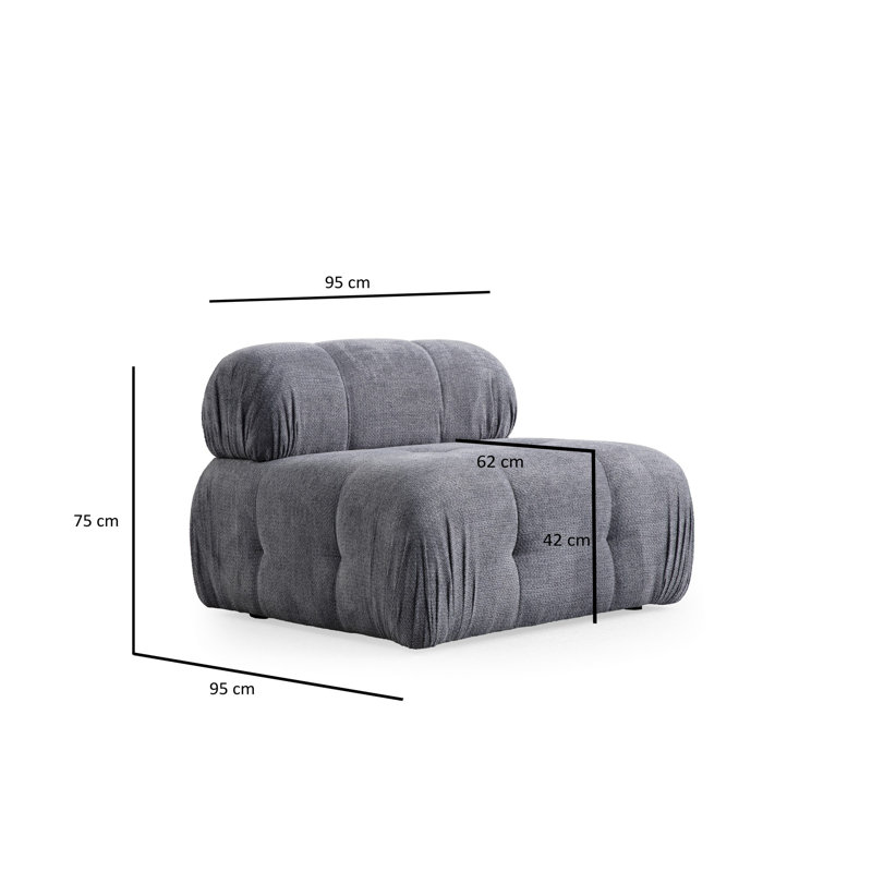 Stylish 1-Seat Sofa, Grey Polyester Upholstery, 37.4 x 37.4 x 29.5 inches | Durable Beech Wood & Chipboard Frame | Includes Soft Pillows | Comfortable 16.5-inch Seat Height & 24.4-inch Depth | Black Plastic Legs