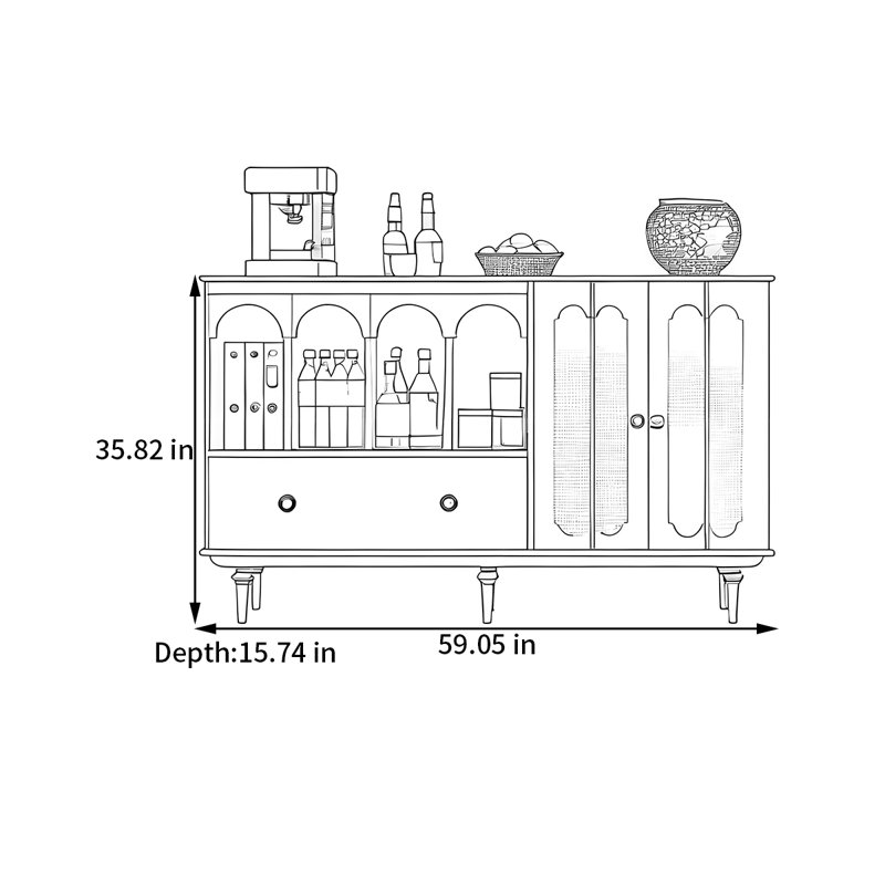 Buffet de rangement style français rétro, Crème, crème