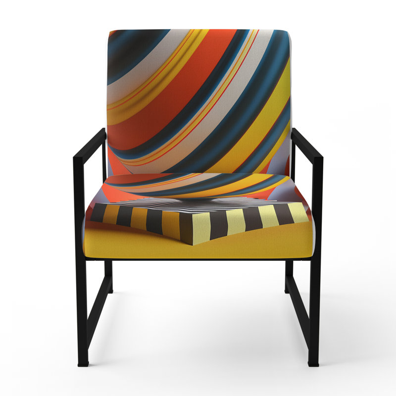 Fauteuil d'appoint à motif géométrique abstrait rembourré Croker, Noir, noir, noir, noir