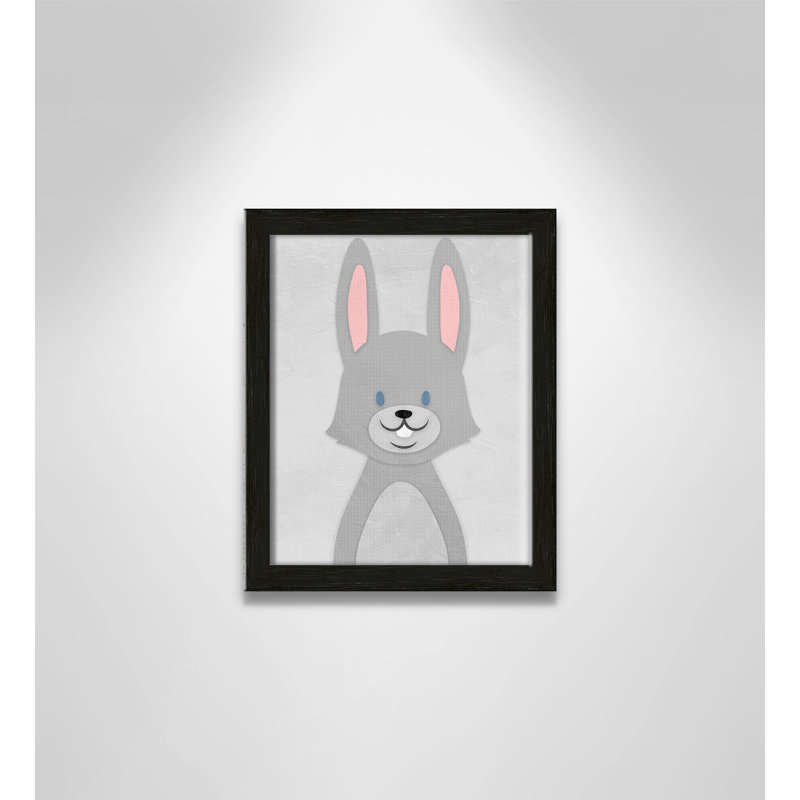 Art de lapin joyeux, H 10 po x l 8 po x P 1,18 po, Encadré de boîte à grain de bois noir