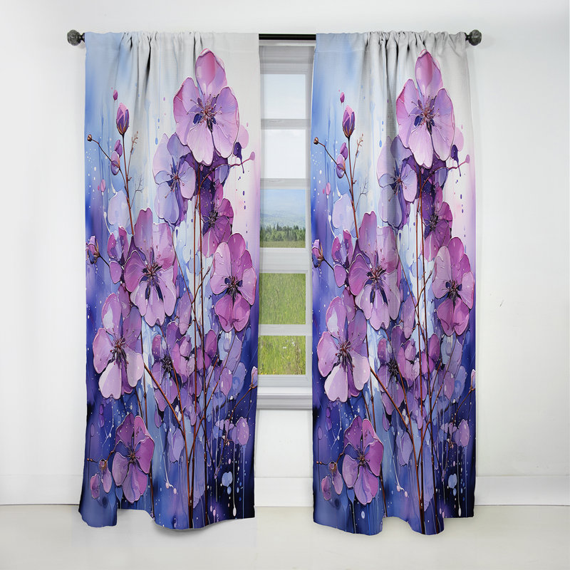 Birkholz - Rideau Violets - Rideau occultant à motif floral - 1 panneau, L 52 po x L 63 po