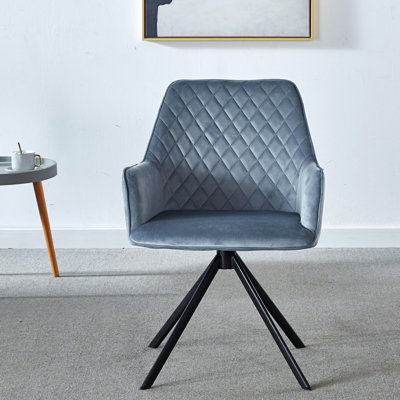 Modern Desk Chair No Wheel, Ergonomic Office Chair Office Upholstered Chair, Computer Chair For Bedroom, Reception Room, Living Room With Metal Legs by Mercer41