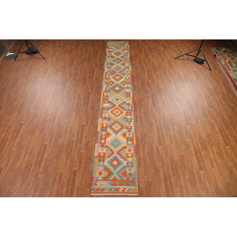 Tapis de marche réversible en laine Kilim 3 x 16