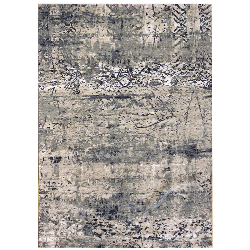 Manu Abstract Area Rug in Gray, Rectangle 5'10" x 8'11"