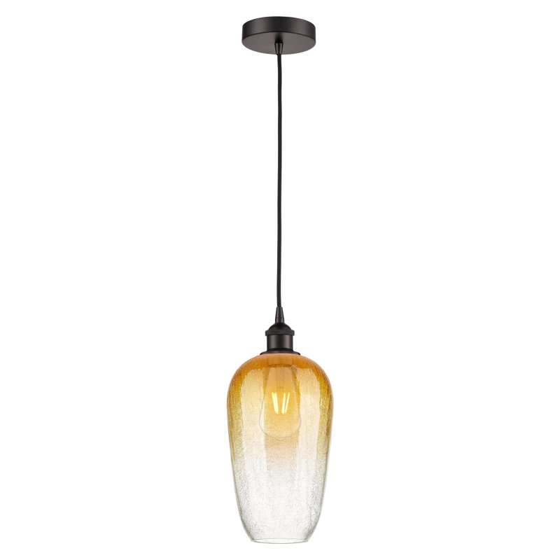Edison - Caroline - Mini-luminaire suspendu à cordon 1 lumière 7 po, Bronze frotté à l'huile, Ambre