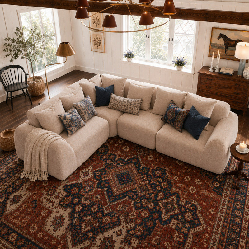 Canapé modulaire courbé en velours Cloud de 118 po Cloud, avec mousse à mémoire de forme et compression, Beige