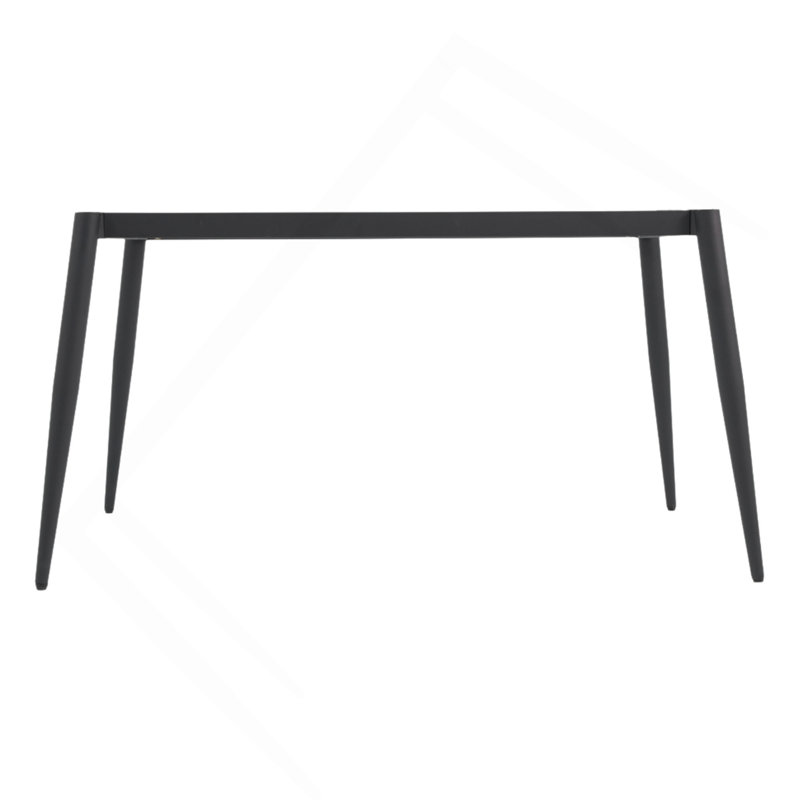 Table de salle à manger moderne en pierre artificielle à rebords droits en métal noir pouvant accueillir 6 personnes (table de salle à manger seulement)