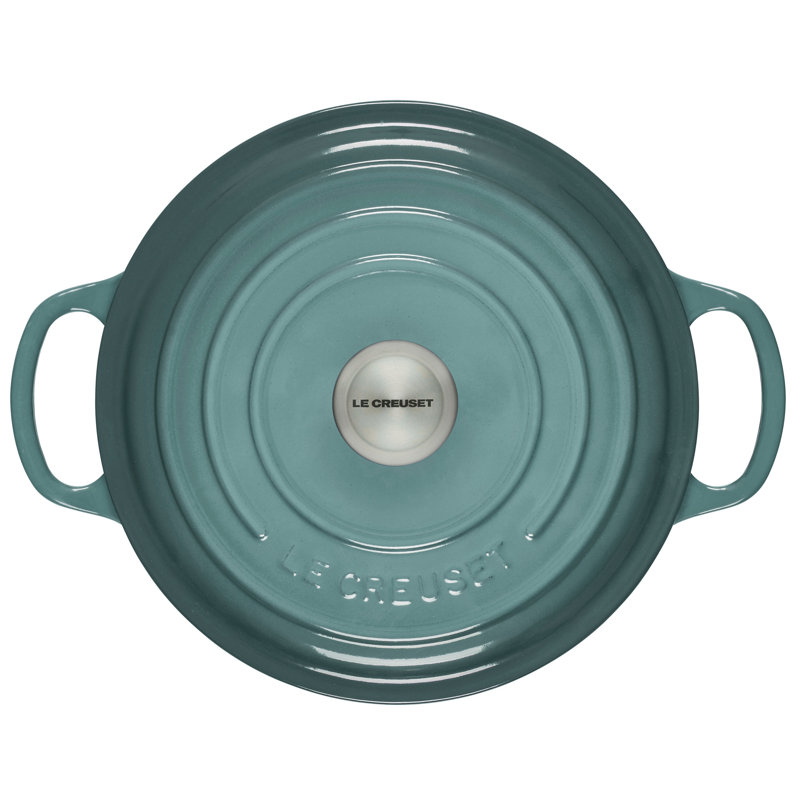 Le Creuset Signature Enameled Cast Iron Round Dutch Oven with Lid, Sea Salt, 5.5 quarts