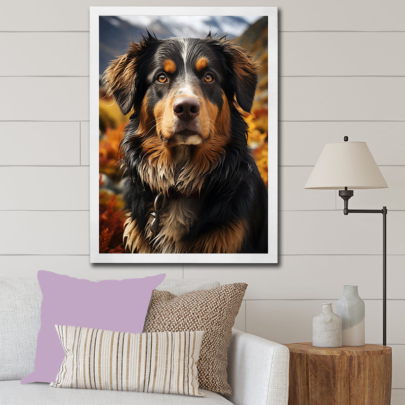 Bernese Mountain Majesty III, H 44 po x l 34 po x P 1,5 po, Cadre simple blanc