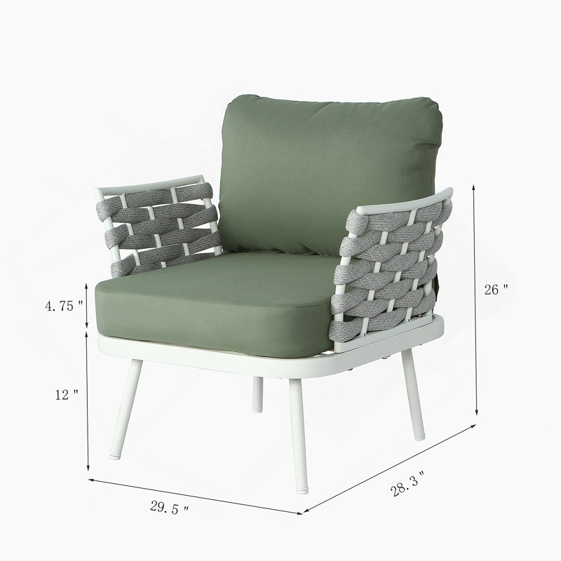 Ensemble de 2 fauteuils club en acier, blanc cassé et vert, Green, Off White