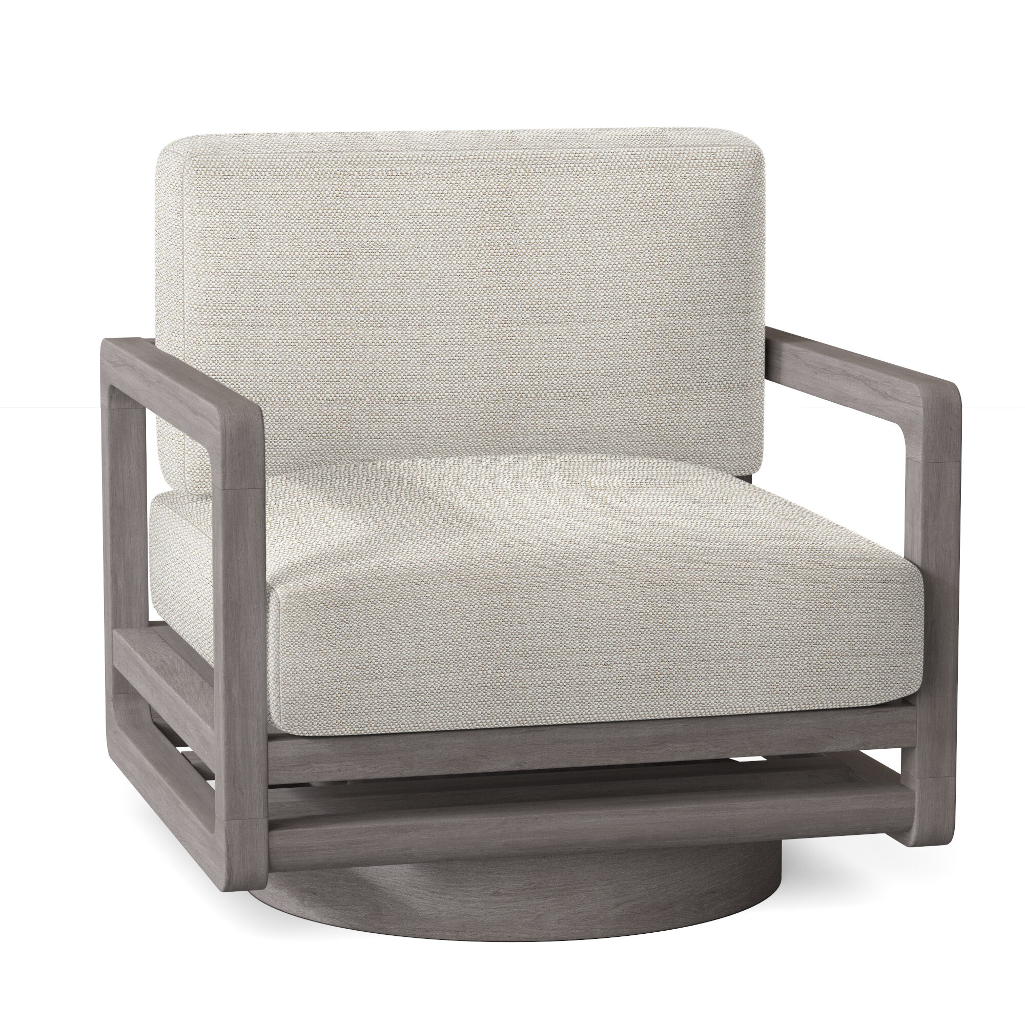 Tanah Teak Swivel Patio Chair with Cushions, Beige Linen 6025-012