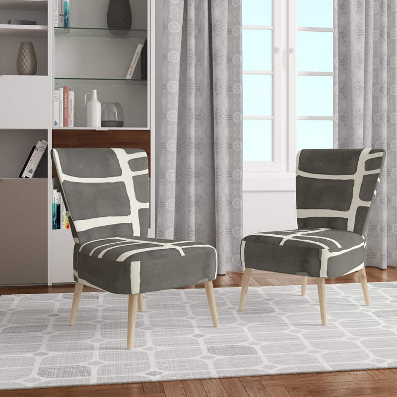 Upholstered Floral Side Chair - Modern floral Accent Chair, Abstract Gray Polyester Blend 13
