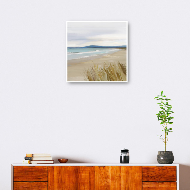 Impression sur toile Layered Seaside par Studio Arts, Cadre flottant saturé blanc, H 42 po x l 42 po x P 1,5 po