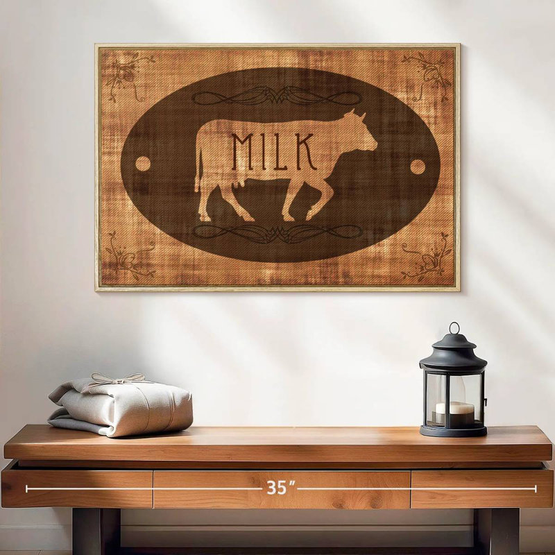 Lait de vache, Cadre flottant en bois naturel, 25 po x 17 po