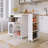 56.3" Rubber Wood Island Countertop Kitchen Cart With Power Outlets And LED Lights-1293894625