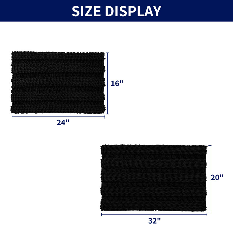 Lasse Non-Slip Bath Rug, Black