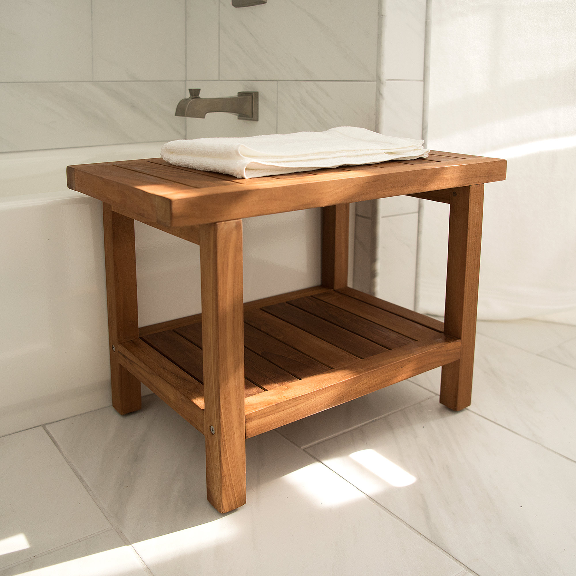 Millwood Pines Novick Teak Shower Bench & Reviews Wayfair Canada