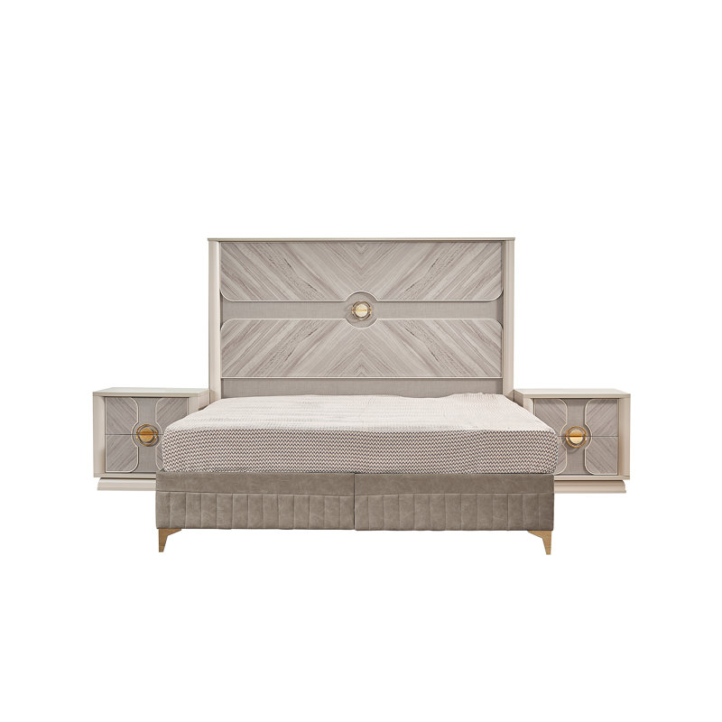 Ensemble de chambre avec très grand lit 5 pièces Eternity, 5 pièces : lit, table de chevet, miroir, commode,, Très grand