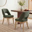 Ensemble de 2 chaises de salle à manger rembourrées Colamy Elvia, chaises modernes à dossier ouvert et revêtement en tissu incurvé avec pieds en bois d'hévéa massif-555336904-555336909