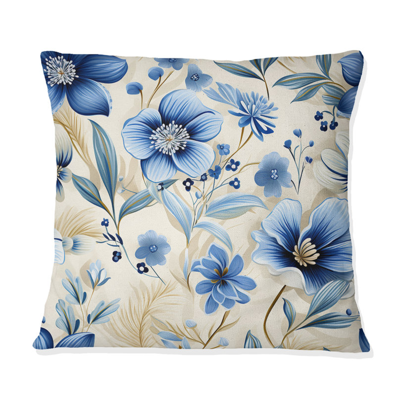 Floral Throw Pillow, 18"H x 18"W