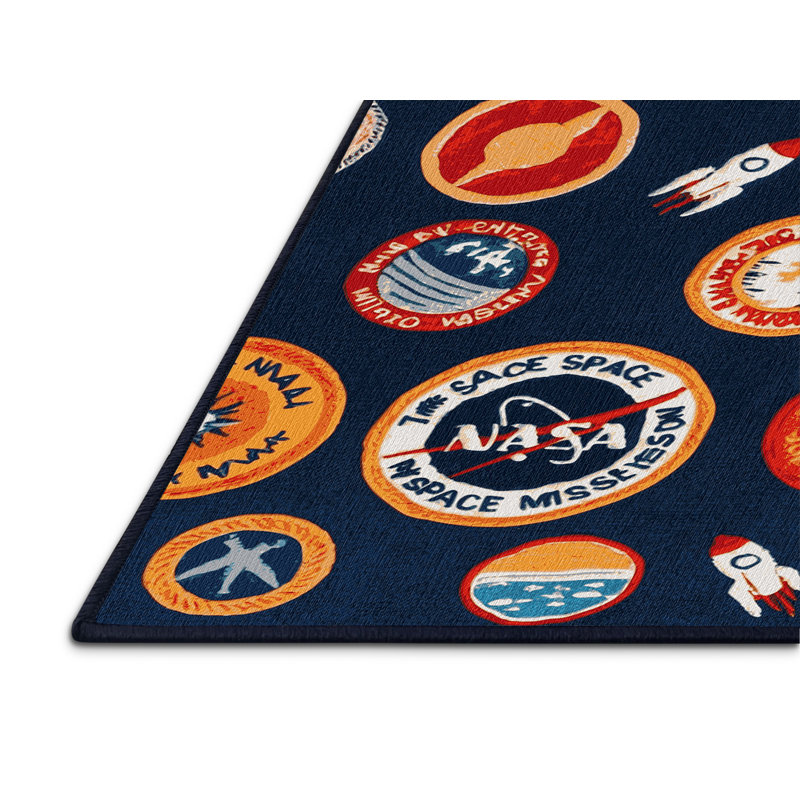 Tapis bleu lavable à la machine, Carré 8 pi
