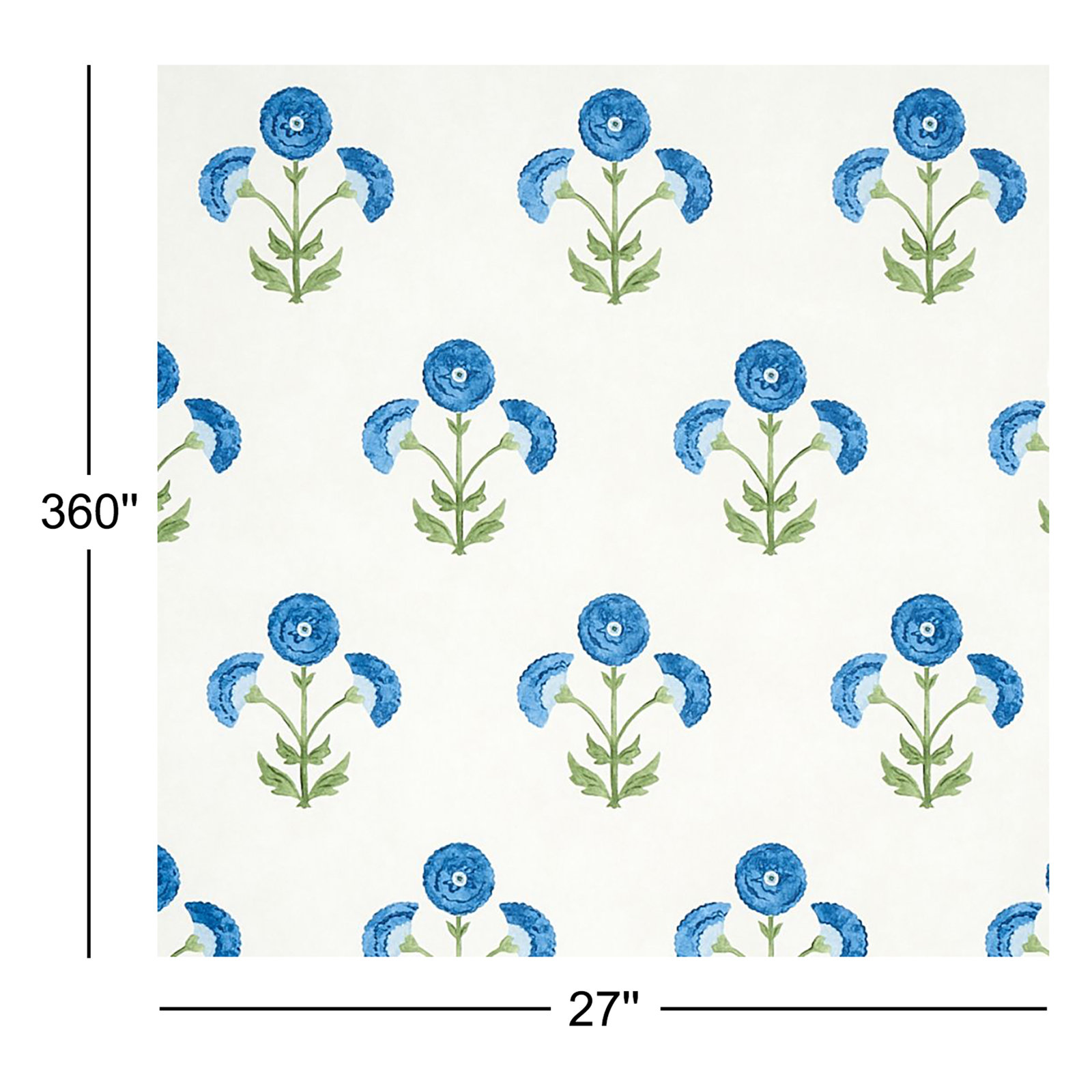 Schumacher Saranda Flower Wallpaper Roll, Royal