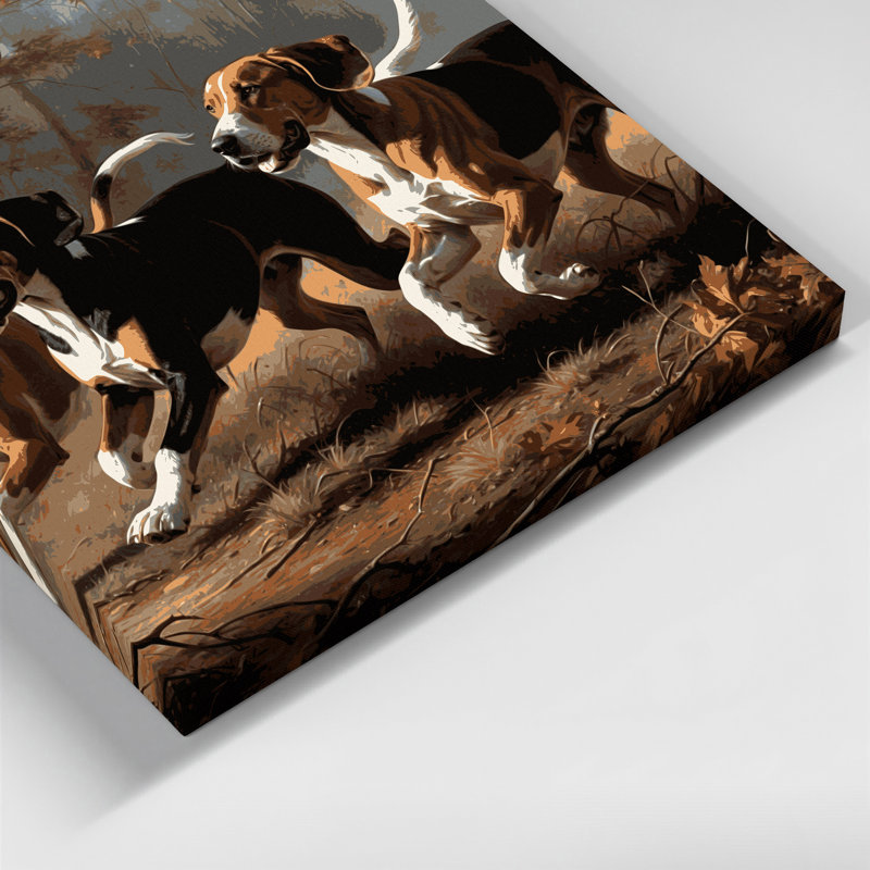 «Dogs American English Coonhound», art mural sur toile noire, H 24 po x l 36 po
