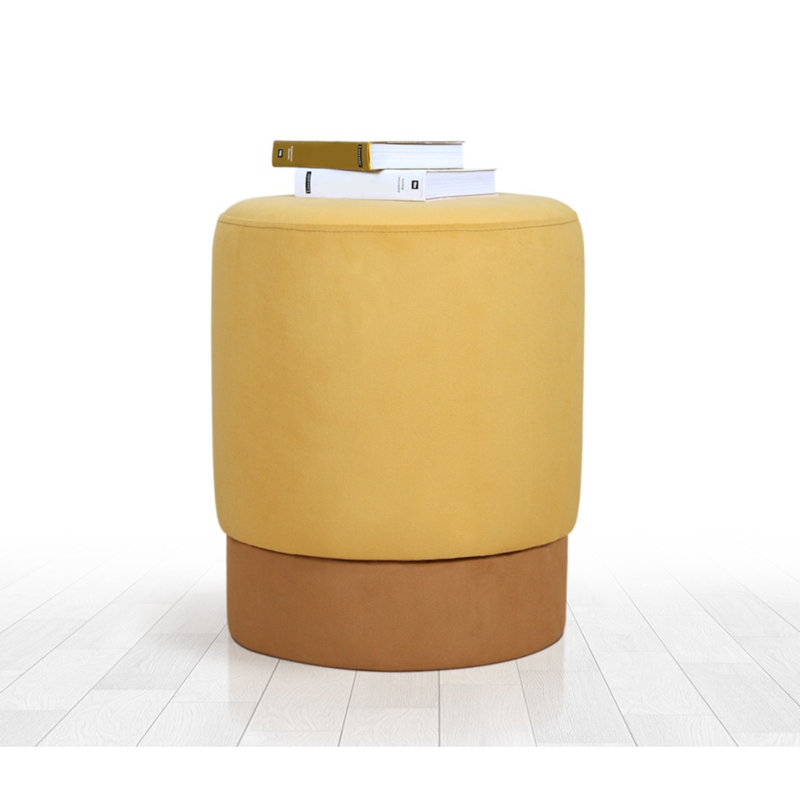 Bohemian Pouffe with 50% Cotton & 50% Velvet, Yellow Color, 16.9 x 15.0 inches | 5 cm Thick Orthopedic Sponge (35 DNS) | Ideal for Southwestern Decor & Hotel Style, Comfortable & Stylish Accent Piece