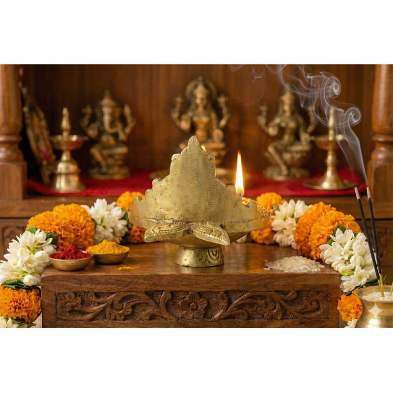 Lampe à huile en laiton ciselée à la main 2 pouces, petite Diya indienne pour autels et décorations