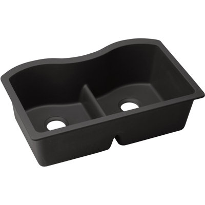 Quartz Luxe 33" L x 20" W Double Basin Undermount Kitchen Sink with Aqua Divide