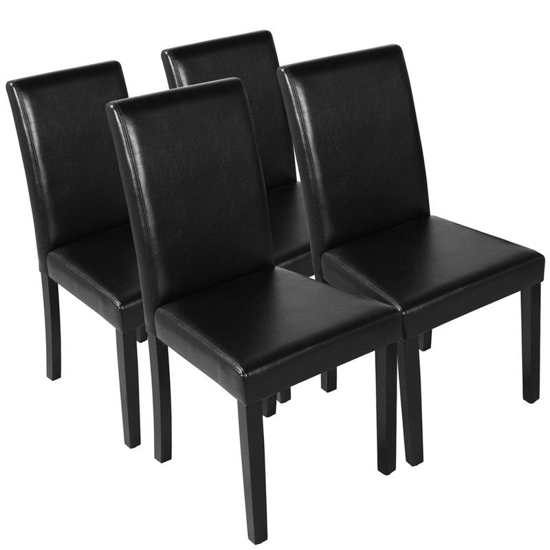 Espiye 18.7'' H Faux Leather Upholstered Parsons Chair, Black