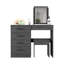 Coiffeuse, miroir, quatre tiroirs, tabouret