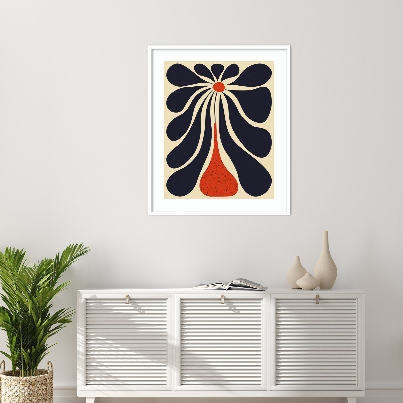 Lazy Flower Print by Alisa Galitsyna, White Framed, 40" H x 33" W