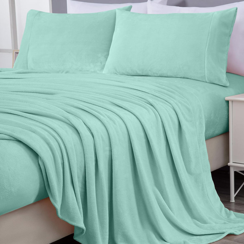 King Aqua Microplush Fleece Deep Pocket Sheet Set