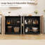 Buffet Mid-Century avec portes cannelées arquées et tablettes réglables