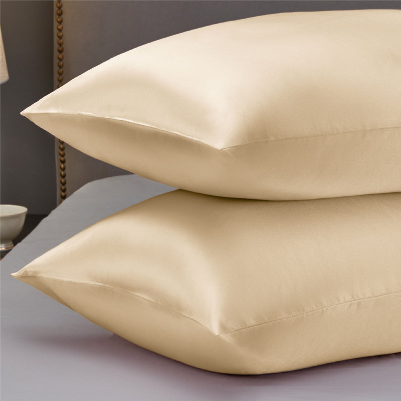 Ensemble de 2 taies d'oreiller en satin, 300 fils au pouce, GentleSoft ™, Champagne, Taies d'oreiller pour grand lit