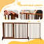 Pet Gate Freestanding Adjustable 65"w X 28"h Brown 3 Panel Safety Barrier Lockable Door
